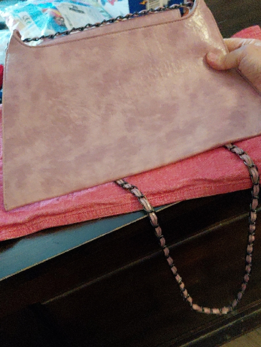 Studded Pink Crossbody Bag with Chain Strap - Picture 8 of 8